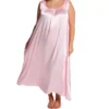 Amanda Rich Plus Size Glossy Satin Sleeveless Long Gown – Lustrous Scoop Neck Sleep Dress