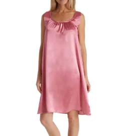 Amanda Rich Satin Banded Sleeve Knee Length Gown - Style 104-40 Ruched Scoop Neck -Her Room US amanda rich amri01 104 40 fs