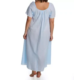 Plus Short Sleeve Long Gown With Eyelet Trim -Her Room US amanda rich amri01 145 80x bs