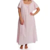 Plus Short Sleeve Long Gown With Eyelet Trim