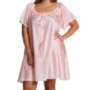 Amanda Rich Plus Size Nylon Tricot Knee Length Nightgown – Lace Trim Short Sleeve Sleepwear -Her Room US amanda rich amri01 146 shx gs