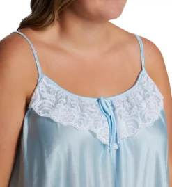 Plus Spaghetti Strap Lace Trim Knee Length Gown -Her Room US amanda rich amri01 165 shx cs1