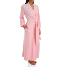Amanda Rich Women's Luxury Long Velour Wrap Robe with Contrast Piping