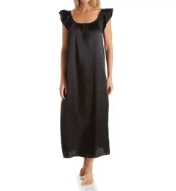 Amanda Rich Satin Flutter Sleeve Nightgown – Silky Scoop Neck Long Sleep Gown -Her Room US amanda rich amri01 209 40 fs