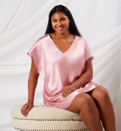 Amanda Rich Plus Size Bias Cut Satin – V-Neck Batwing Sleeve T-Shirt Gown -Her Room US amanda rich amri01 412 40x cs6