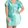 Amanda Rich Plus Size Bias Cut Satin – V-Neck Batwing Sleeve T-Shirt Gown
