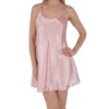 Amanda Rich Satin Bias Cut Short Gown – Silky Scoop Neck Chemise Nightgown
