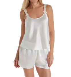 Amanda Rich Silky Satin Camisole and Short Set – Lightweight USA-Made Sleepwear