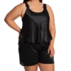 Amanda Rich Plus Size Satin Camisole and Short Set - Style 563-40X Scoop Neck Sleepwear