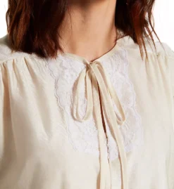 Amanda Rich Nylon Tricot Bed Jacket - White Floral Lace 3/4 Sleeve Sleep Shrug -Her Room US amanda rich amri01 ar152 cs2