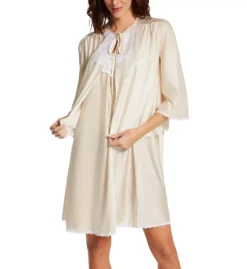 Amanda Rich Nylon Tricot Bed Jacket - White Floral Lace 3/4 Sleeve Sleep Shrug -Her Room US amanda rich amri01 ar152 cs3