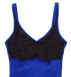 Anita Ocean Blue Aileen Bra-Sized Underwire – Draped Tulle Slimming One Piece Swimsuit -Her Room US anita anit01 7203 cs1