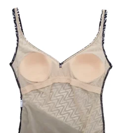 Anita Unique Felia Navy & Printed Asymmetrical Slimming V-Neck One Piece Swimsuit -Her Room US anita anit01 7378 cs6