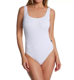 ANITA Blue Textured Waffle Knit Jada One Piece Swimsuit – Bra-Sized Scoop Neck Swimwear