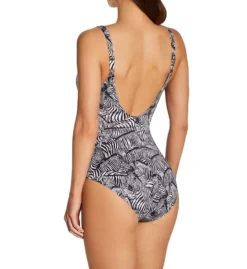ANITA Zebra Love Olivia Black & White Shaping One Piece Swimsuit - Knot Front V-Neck -Her Room US anita anit01 7881 bs