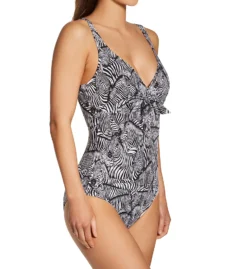 ANITA Zebra Love Olivia Black & White Shaping One Piece Swimsuit - Knot Front V-Neck