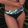 Anita Carla Floral Illusion Mid-Rise Swim Bottom – Black with Tropical Gathered Waistband -Her Room US anita anit01 8318 0 gs