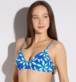 Anita Rosa Faia Beach Blossom Minou Wireless Triangle Swim Top – Silver Metallic Tile Print