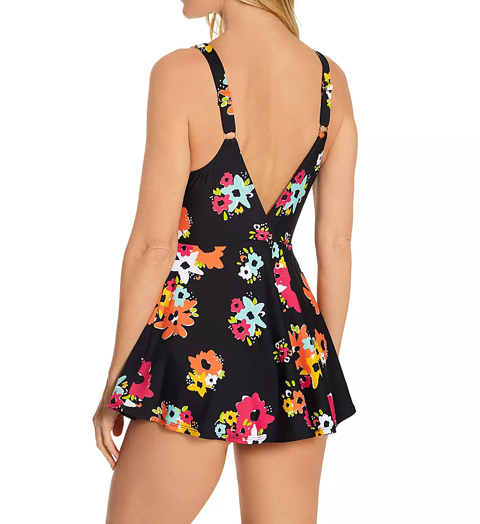 Anne Cole Island Bloom Black Floral Plunge V-Neck Swim Dress 5 Anne Cole Island Bloom Black Floral Plunge V-Neck Swim Dress - Image 3