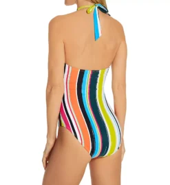 Anne Cole Clear Water Stripe Ruched Tummy Control Halter One Piece Swimsuit -Her Room US anne cole anne01 20mo07c bs