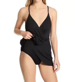 Anne Cole Live In Color Surplice Maillot Skirted Swim Dress - Elegant V-Neck One-Piece -Her Room US anne cole anne01 md610 cs1