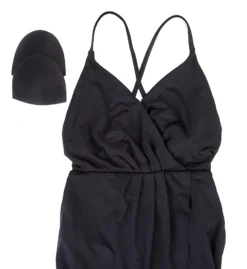 Anne Cole Live In Color Surplice Maillot Skirted Swim Dress - Elegant V-Neck One-Piece -Her Room US anne cole anne01 md610 cs6