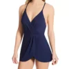 Anne Cole Live In Color Surplice Maillot Skirted Swim Dress - Elegant V-Neck One-Piece -Her Room US anne cole anne01 md610 gs