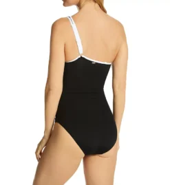 Anne Cole Meshing Around Color Block - Mesh Panel Shirred One Shoulder One Piece Swimsuit -Her Room US anne cole anne01 mo07101 bs