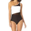 Anne Cole Meshing Around Color Block - Mesh Panel Shirred One Shoulder One Piece Swimsuit -Her Room US anne cole anne01 mo07101 gs