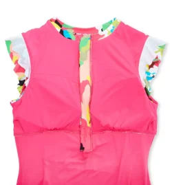 Anne Cole Cabana Party Floral Print Flutter Sleeve Zip Front Rashguard One Piece Swimsuit -Her Room US anne cole anne01 mo07965 cs5