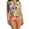 Anne Cole Cabana Party Floral Print Flutter Sleeve Zip Front Rashguard One Piece Swimsuit -Her Room US anne cole anne01 mo07965 gs