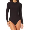 Anne Cole Think Outside The Sun Glossy Black Long Sleeve One-Piece Swimsuit – UPF 50+ Cut-Out Back Surf Suit -Her Room US anne cole anne01 mo08301 gs