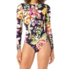 Anne Cole Tropical Bloom Navy Floral Long Sleeve One Piece Swimsuit - UPF 50+ Open Back -Her Room US anne cole anne01 mo08361 gs