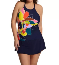 Anne Cole Plus Size Live In Color Rock Skirt Swim Bottom - Midnight Navy High Waisted Flared Swimwear -Her Room US anne cole anne01 pb41401 cs2