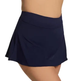 Anne Cole Plus Size Live In Color Rock Skirt Swim Bottom - Midnight Navy High Waisted Flared Swimwear