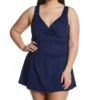 Anne Cole Plus Size Live In Color Black Shirred Twist Underwire Swim Dress -Her Room US anne cole anne01 pd60601 gs
