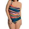 Anne Cole Plus Sandy Waves Asymmetric One Shoulder – Ruched One Piece Swimsuit -Her Room US anne cole anne01 po02785 gs