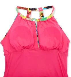 Anne Cole Plus Cabana Party High Neck One Piece Swimsuit – Navy Tropical Floral Ruched Front -Her Room US anne cole anne01 po06465 cs5