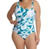 Anne Cole Plus Size Mari Botanical Teal Floral - Asymmetrical One Shoulder One Piece Swimsuit -Her Room US anne cole anne01 po06666 gs