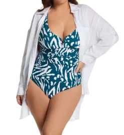 Anne Cole Plus Size Jungle Fever Mixed Animal Print V-Wire One-Piece Swimsuit -Her Room US anne cole anne01 po07057 cs1