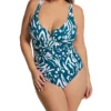 Anne Cole Plus Size Jungle Fever Mixed Animal Print V-Wire One-Piece Swimsuit