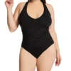 Anne Cole Plus Size Live In Color Shirred V-Neck One Piece Swimsuit - Elegant Crossed Back Design -Her Room US anne cole anne01 po09101 gs
