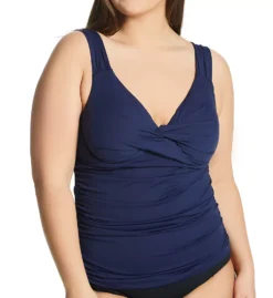 Anne Cole Plus Size Live In Color Twist Front Underwire Tankini - Tummy Slimming OTS Swim Top