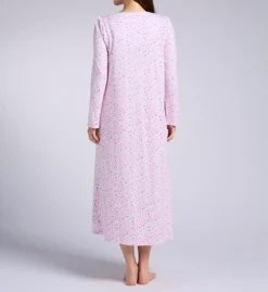 Aria Floral Ditsy Print 100% Brushed Cotton Jersey 50-Inch Long Sleeve Nightgown -Her Room US aria aria01 a00033 bs