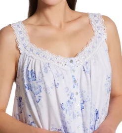 Aria Peach 100% Cotton Jersey Sleeveless Chemise – Embroidered Lace & Shell Button Nightgown -Her Room US aria aria01 a20023 cs1