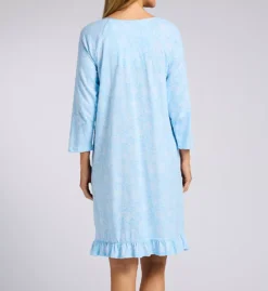 Aria 100% Brushed Cotton Jersey 3/4 Sleeve Nightgown – Daisy Lace & Ruffle Hem -Her Room US aria aria01 a20030 bs
