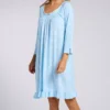Aria 100% Brushed Cotton Jersey 3/4 Sleeve Nightgown – Daisy Lace & Ruffle Hem -Her Room US aria aria01 a20030 gs