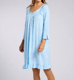 Aria 100% Brushed Cotton Jersey 3/4 Sleeve Nightgown – Daisy Lace & Ruffle Hem