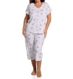 Aria Plus Size Short Sleeve Capri Pant PJ Set