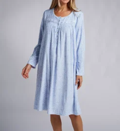 Aria Lavender Silky Fleece - Scalloped Lace & Shell Button Long Gown -Her Room US aria aria01 a80014 fs